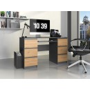 Bureau MIAMI 6 tiroirs 1 étagère 130x76x51 cm Gris anthracite