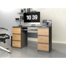 Bureau MIAMI 6 tiroirs 1 étagère 130x76x51 cm Gris anthracite