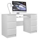 Bureau MIAMI 6 tiroirs 1 étagère 130x76x51 cm Blanc