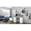 Bureau MIAMI 6 tiroirs 1 étagère 130x76x51 cm Blanc