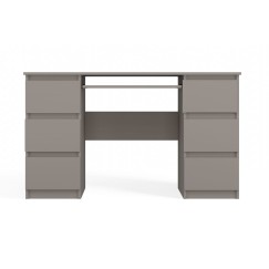 Bureau MIAMI 6 tiroirs 1 étagère 130x76x51 cm Beige