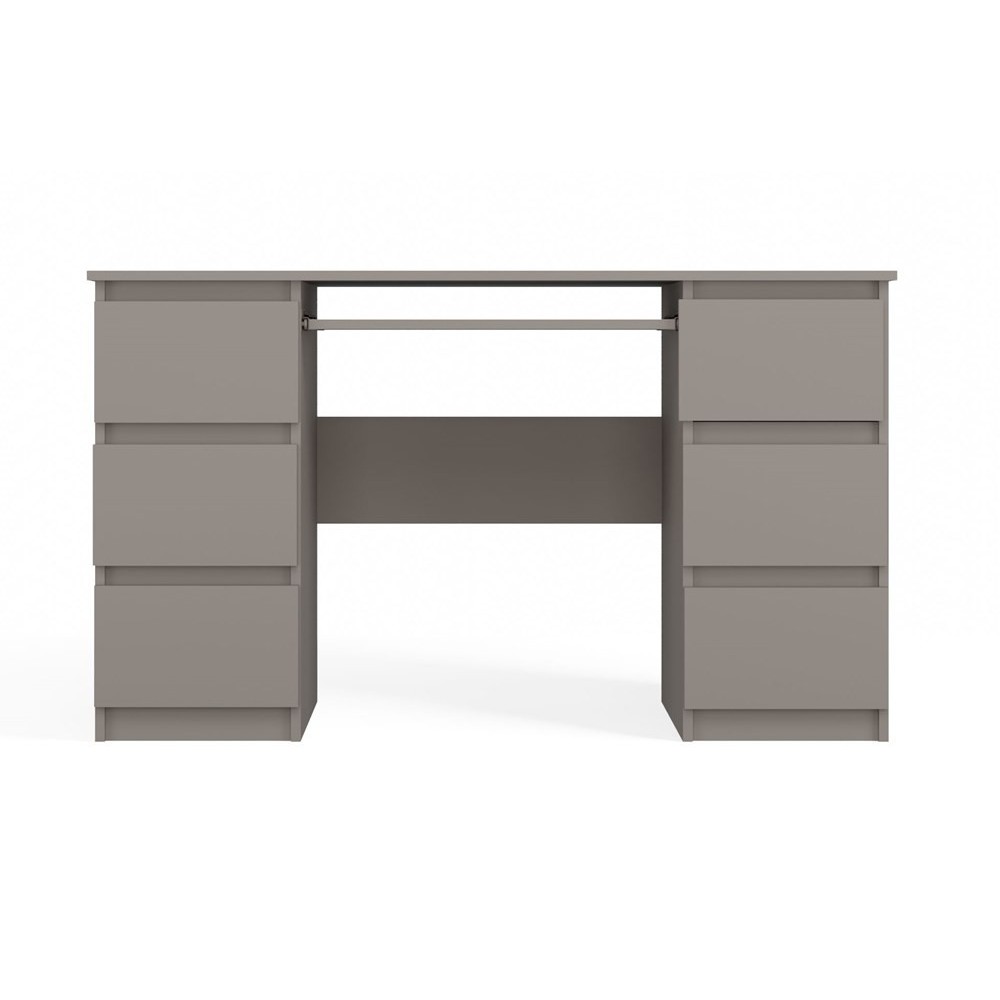 Bureau MIAMI 6 tiroirs 1 étagère 130x76x51 cm Beige Bureau MIAMI 6 tiroirs 1 étagère 130x76x51 cm Beige