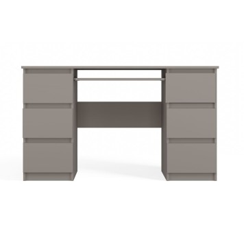 Bureau MIAMI 6 tiroirs 1 étagère 130x76x51 cm Beige