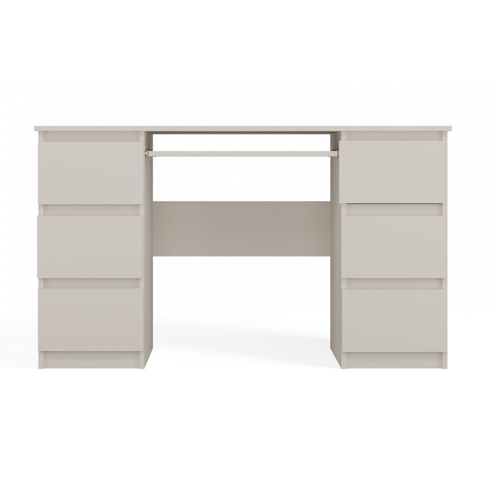 Bureau MIAMI 6 tiroirs 1 étagère 130x76x51 cm Blanc creme Bureau MIAMI 6 tiroirs 1 étagère 130x76x51 cm Blanc creme