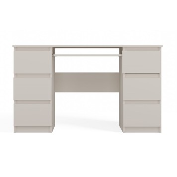 Bureau MIAMI 6 tiroirs 1 étagère 130x76x51 cm Blanc creme