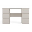 Bureau MIAMI 6 tiroirs 1 étagère 130x76x51 cm Blanc creme