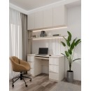 Bureau MIAMI 6 tiroirs 1 étagère 130x76x51 cm Blanc creme