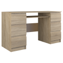 Bureau MIAMI 6 tiroirs 1 étagère 130x76x51 cm Marron