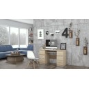 Bureau MIAMI 6 tiroirs 1 étagère 130x76x51 cm Marron