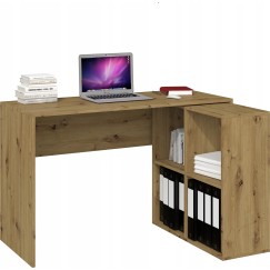 Bureau d'angle RITA 120x50x76 cm 4 niches de rangement Bois