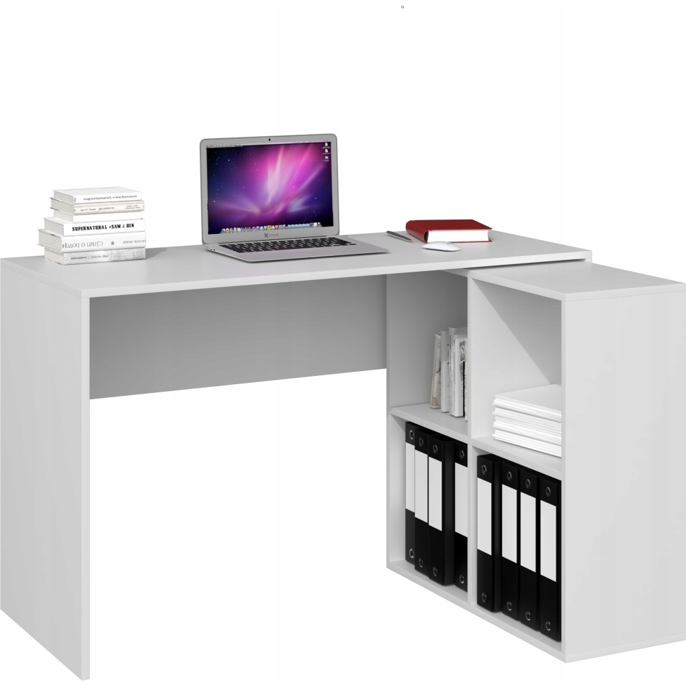 Bureau d'angle RITA 120x50x76 cm 4 niches Blanc Bureau d'angle RITA 120x50x76 cm 4 niches Blanc