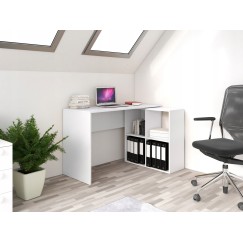 Bureau d'angle RITA 120x50x76 cm 4 niches Blanc