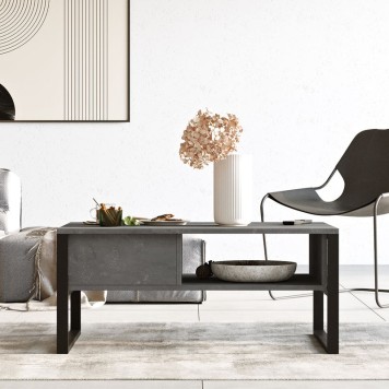 Table basse bois anthracite antique noir 100x60x44,5 cm

