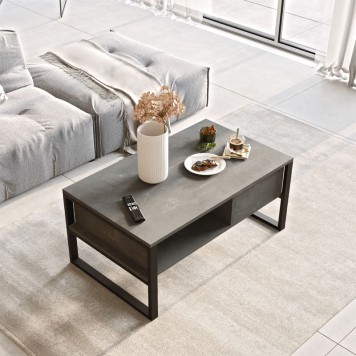 Table basse bois anthracite antique noir 100x60x44,5 cm
