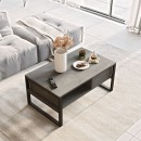 Table basse bois anthracite antique noir 100x60x44,5 cm
