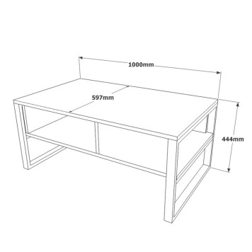 Table basse bois anthracite antique noir 100x60x44,5 cm
