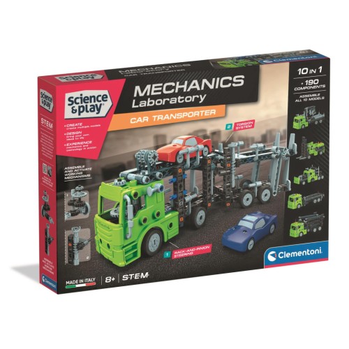 Vehicle Mechanics Car Transporter 10 in 1 Building Kit Clementoni