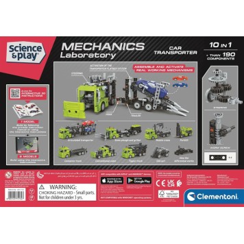 Vehicle Mechanics Car Transporter 10 in 1 Building Kit Clementoni