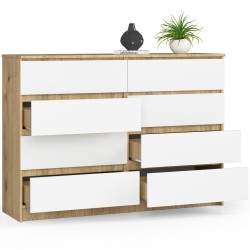 KOMODA K140 8SZ CLP DĄB ARTISAN / BIAŁY