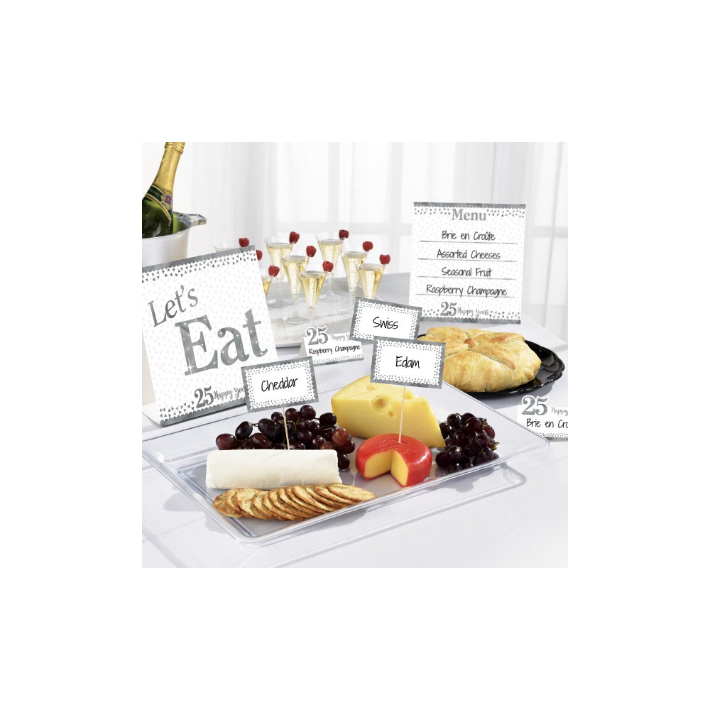 Anniversary 25th Anniversary, decorative stick and food card set of 12