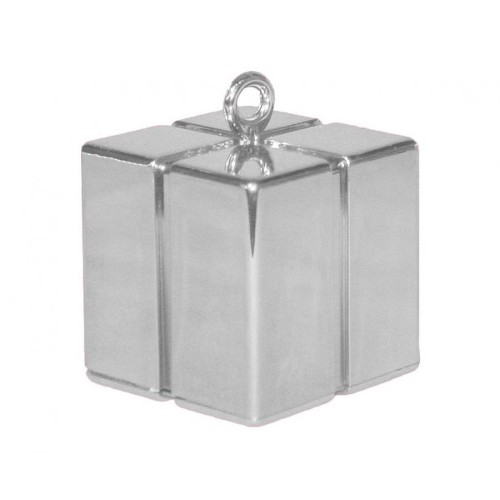 Colour Silver Silver present box shaped balloon weight