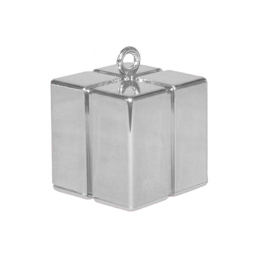 Colour Silver Silver present box shaped balloon weight