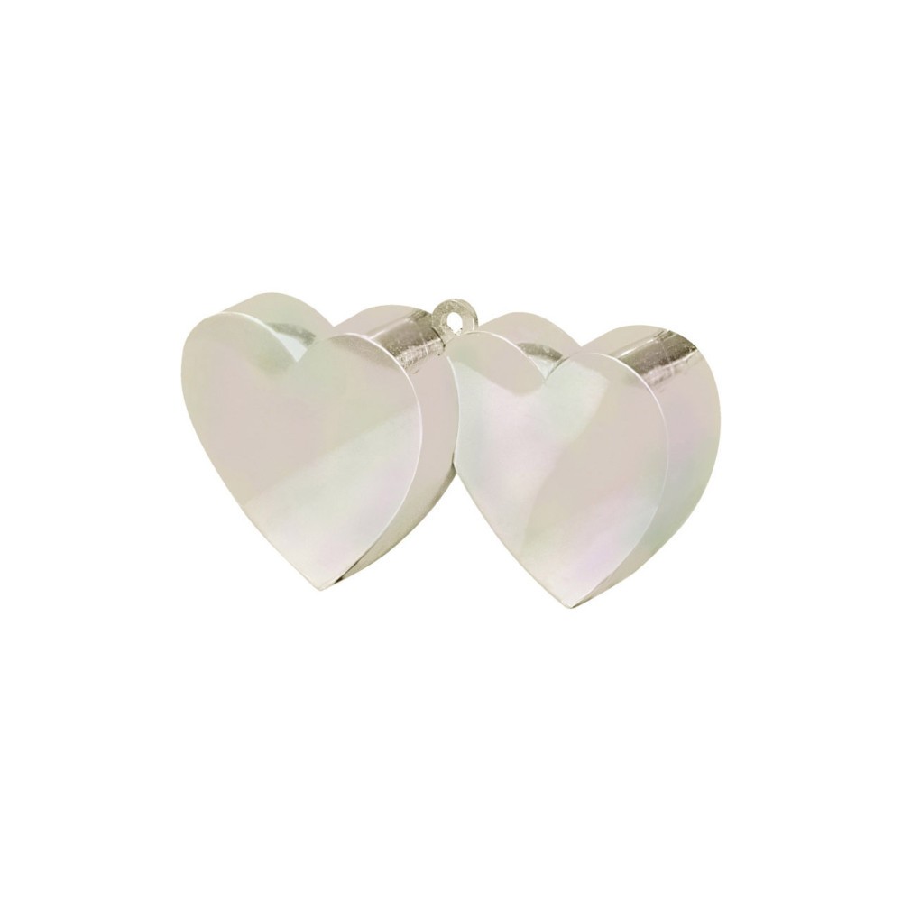 Wedding Iridescent, Shiny Double Heart Balloon, Balloon Weight