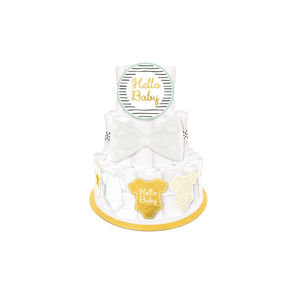 Baby Gold Hello Baby Shower Diaper Cake Kit