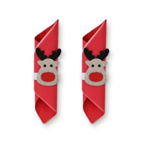Christmas Deer Reindeer Napkin Ring Set