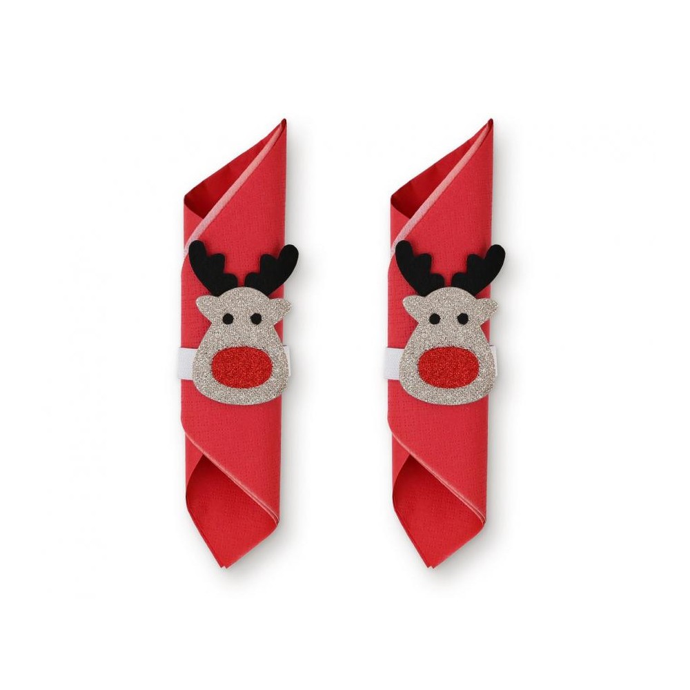 Christmas Deer Reindeer Napkin Ring Set