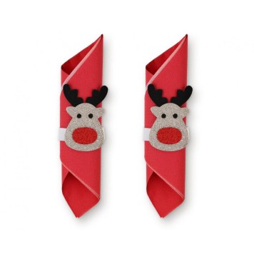 Christmas Deer Reindeer Napkin Ring Set