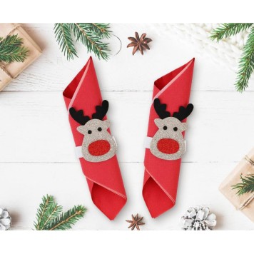 Christmas Deer Reindeer Napkin Ring Set