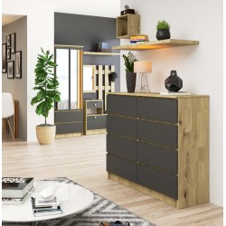 KOMODA K120 8SZ CLP DĄB ARTISAN / SZARY