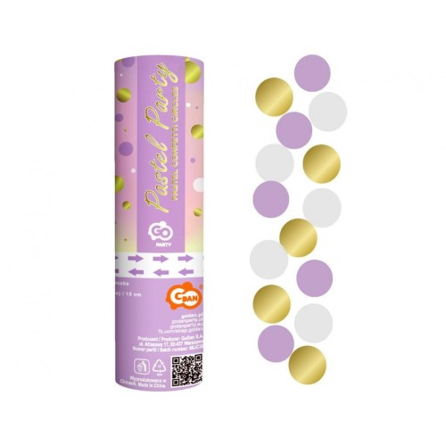 Happy Birthday Gold-Lilac-White Confetti Shooter 15 cm
