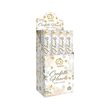 Wedding Gold White Hearts, Heart Confetti Shooter 40 cm