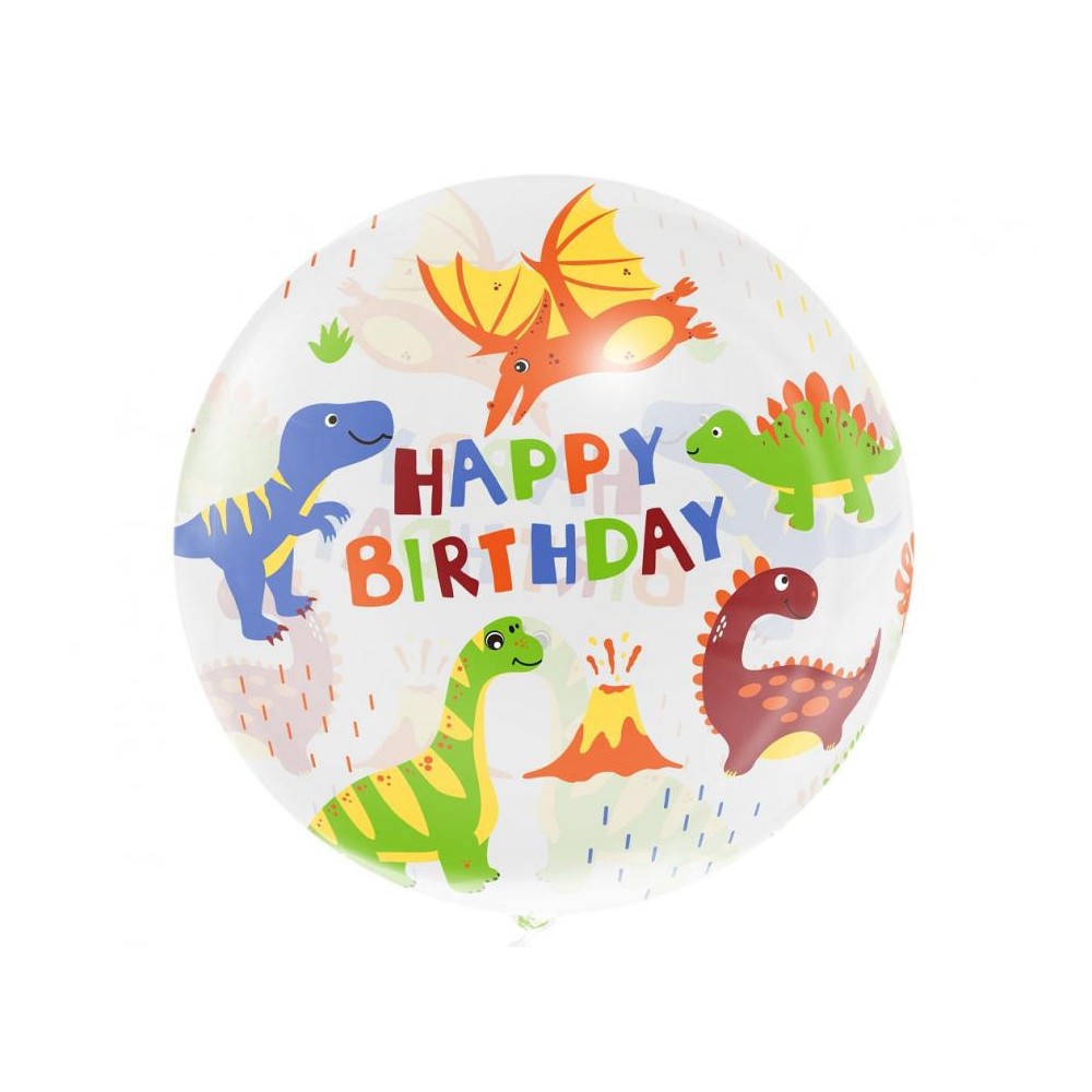 Dinosaur Aqua Happy Birthday foil balloon globe 46 cm