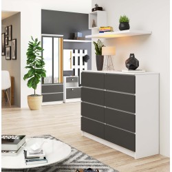 KOMODA K120 8SZ CLP BIAŁY / SZARY