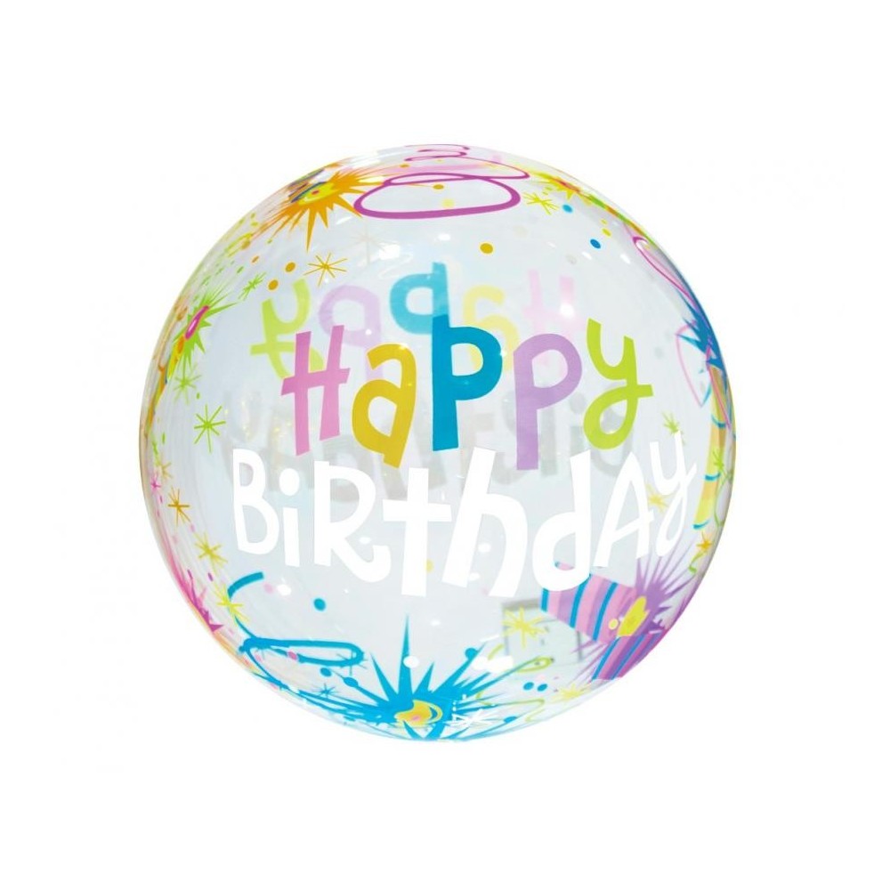 Happy Birthday Aqua Happy Birthday globe foil balloon 40 cm