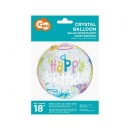 Happy Birthday Aqua Happy Birthday globe foil balloon 40 cm