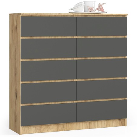 KOMODA K120 10SZ CLP PK DĄB ARTISAN / SZARY