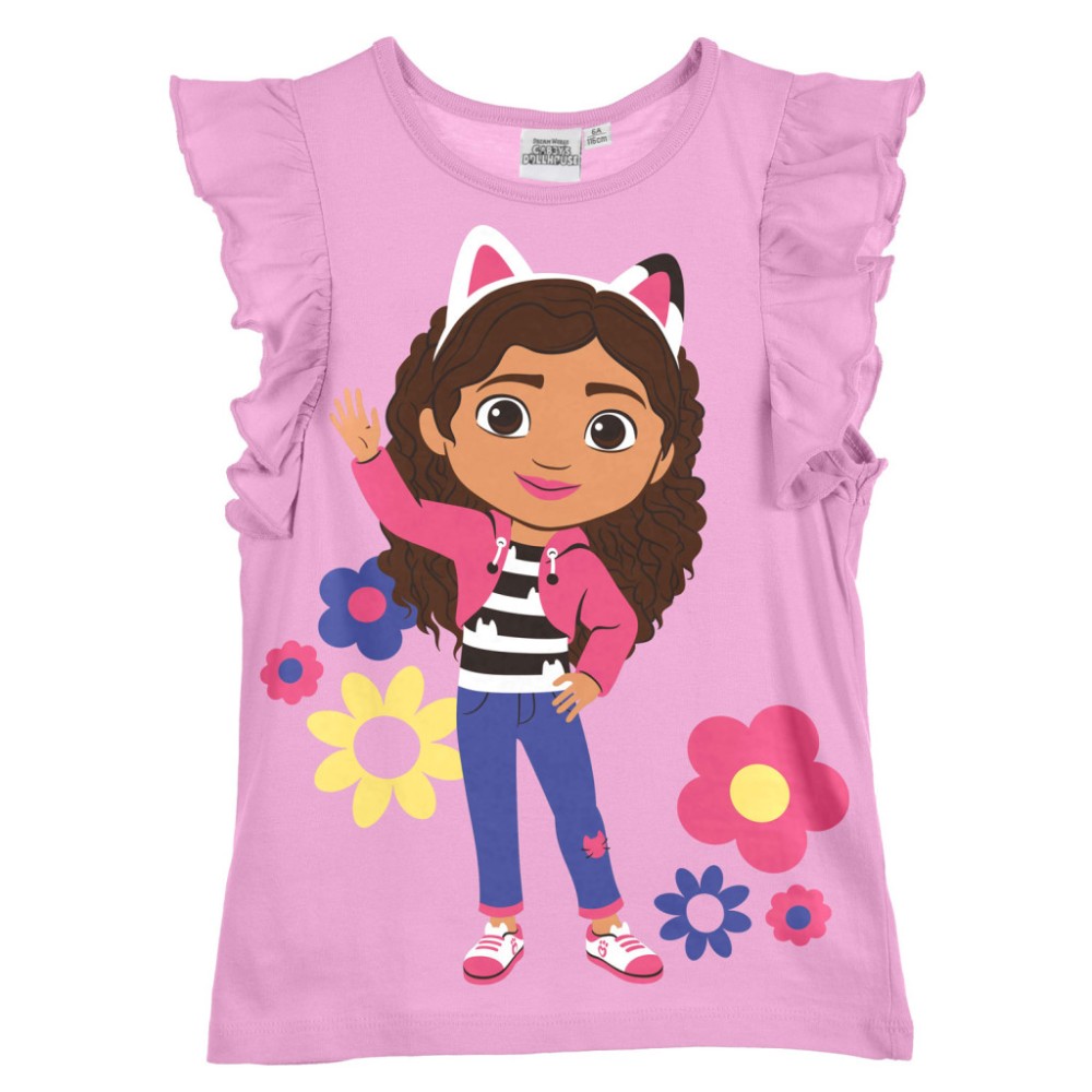 Gabby's Dollhouse Flowers children's short t-shirt, top 6 years