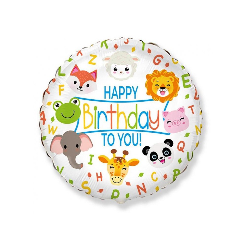 Happy Birthday Animals Animal Foil Happy Birthday Balloon 48 cm