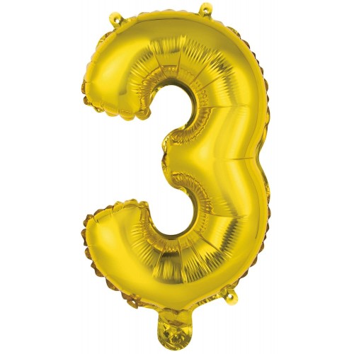 Number Gold, Gold Number 3 Foil Balloon 46 cm