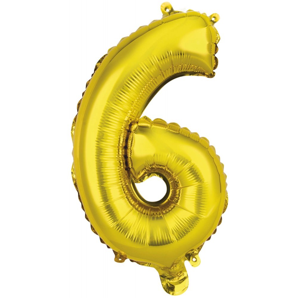 Number Gold, Gold Number 6 Foil Balloon 45 cm