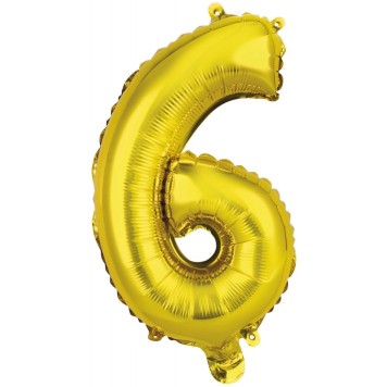Number Gold, Gold Number 6 Foil Balloon 45 cm