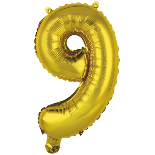 Number Gold, Gold number 9 foil balloon, 45 cm