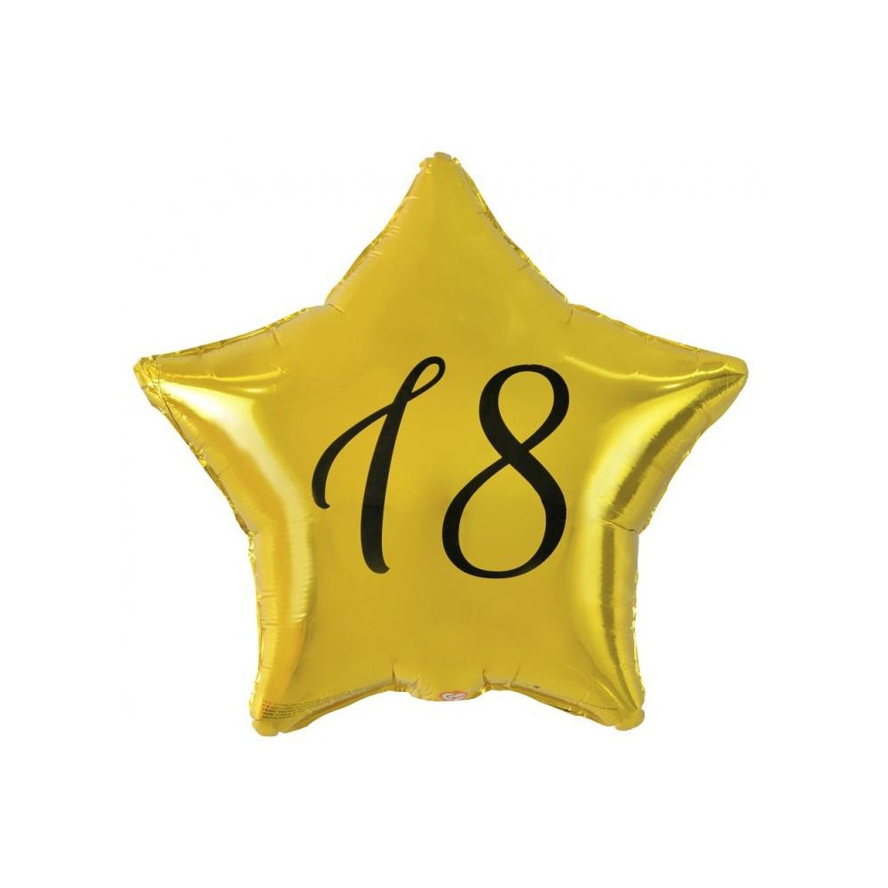 Happy Birthday Gold Gold Happy Birthday 18 Star Foil Balloon 48 cm