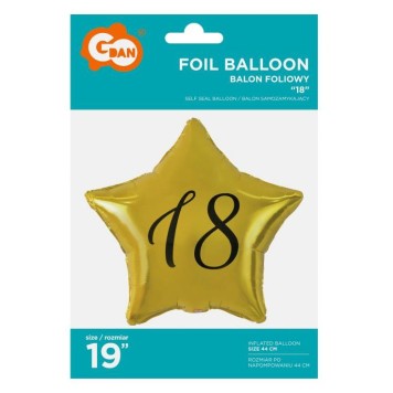Happy Birthday Gold Gold Happy Birthday 18 Star Foil Balloon 48 cm
