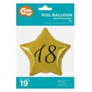 Happy Birthday Gold Gold Happy Birthday 18 Star Foil Balloon 48 cm