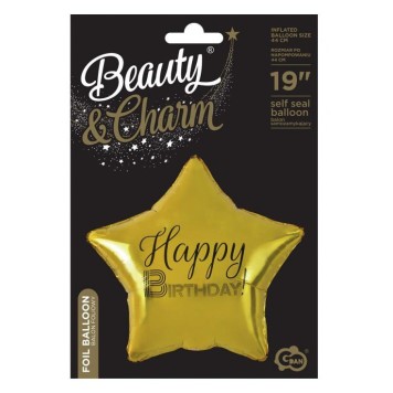 Happy Birthday Gold Gold Happy Birthday Star Foil Balloon 44 cm